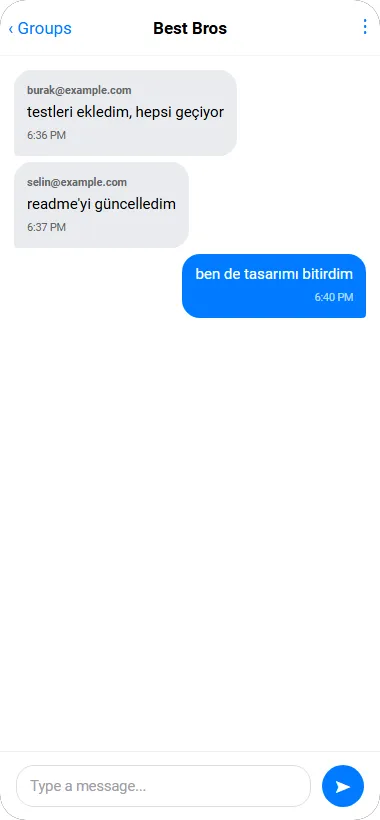 A ChatUp group conversation showing messages from multiple members
